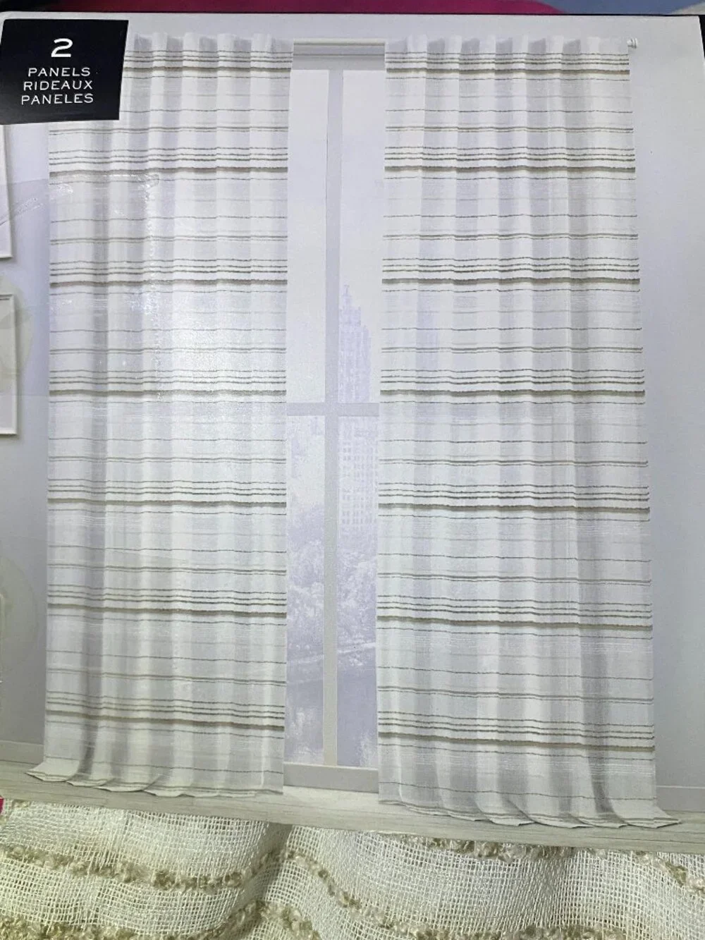Ralph Lauren Merigold Natural Sheer Curtain Woven Stripe Drape 54
